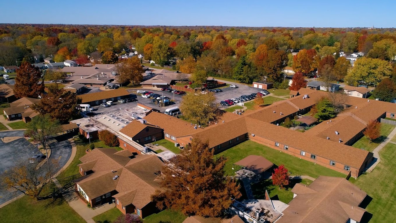 Aerial view of Springfield Skilled Care Center and surrounding area