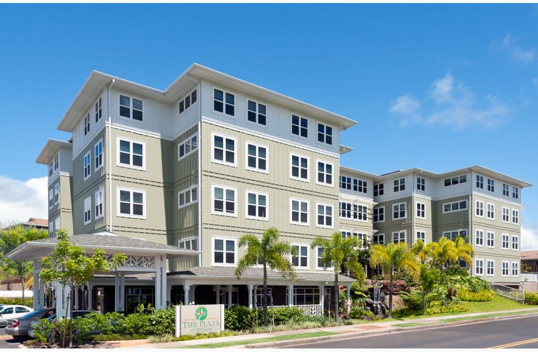 Exterior view of The Plaza at Mililani facility