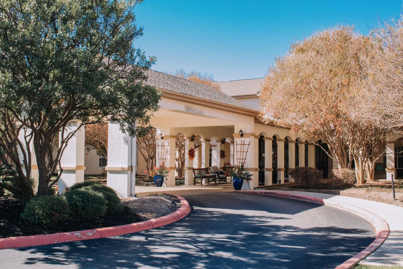 Exterior view of the main entrance to The William Senior Living