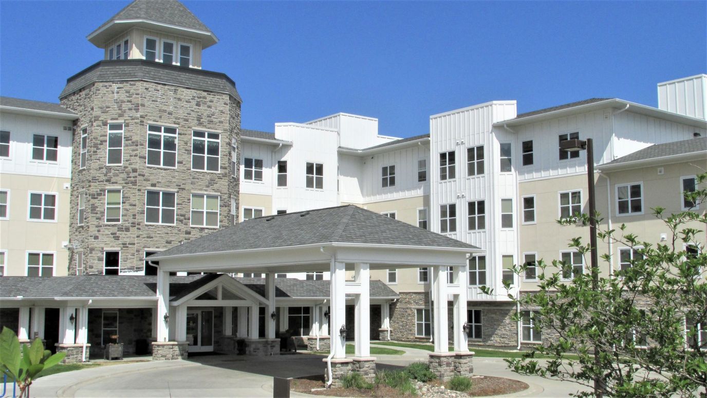 Exterior view of York Gardens Senior Living facility