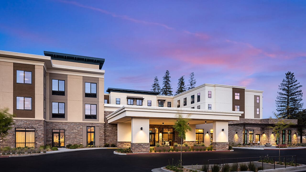 Exterior view of Belmont Village Senior Living building