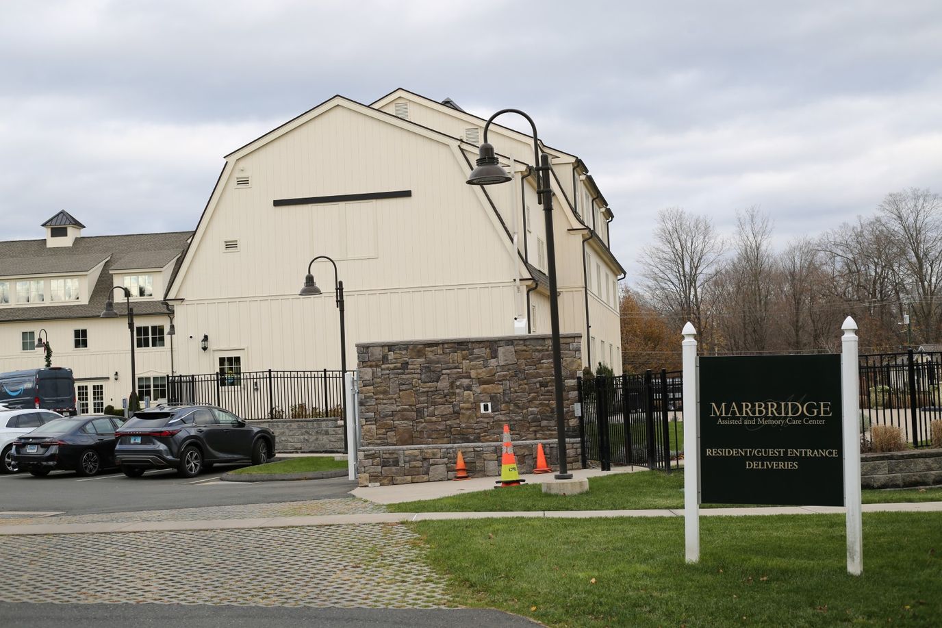 Exterior view of the Marbridge Retirement Center entrance