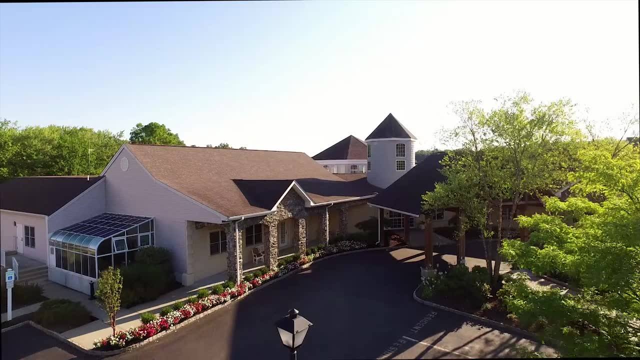 Aerial view of the Crane's Mill facility entrance