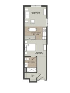 Floor plan of a two-bedroom apartment layout
