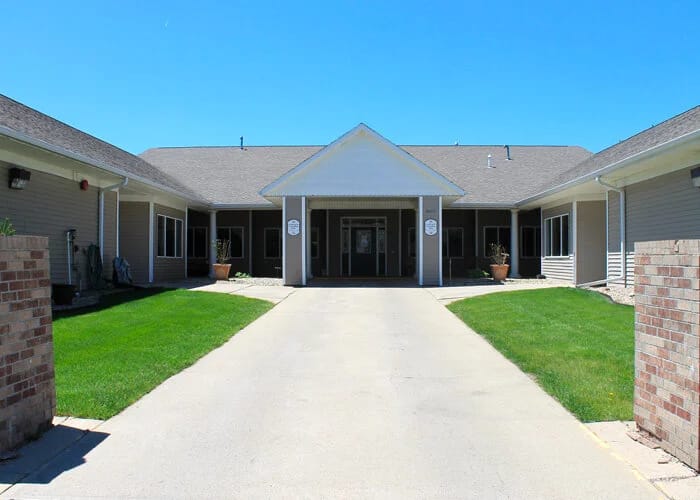 Front entrance of a senior living facility