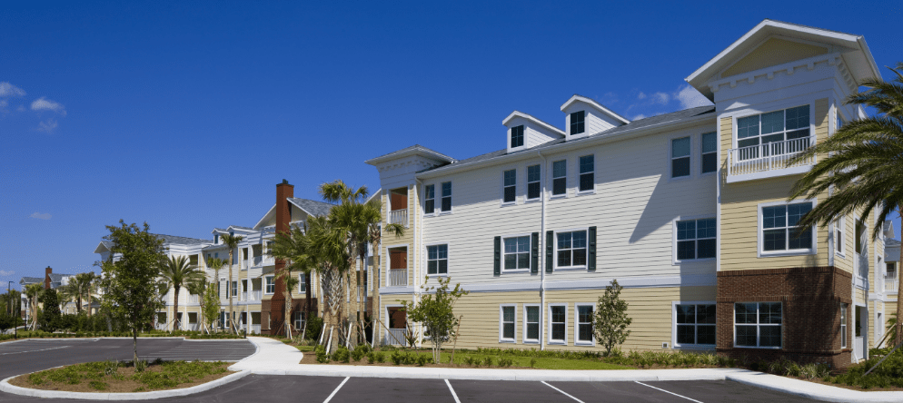 Exterior view of a senior living facility building
