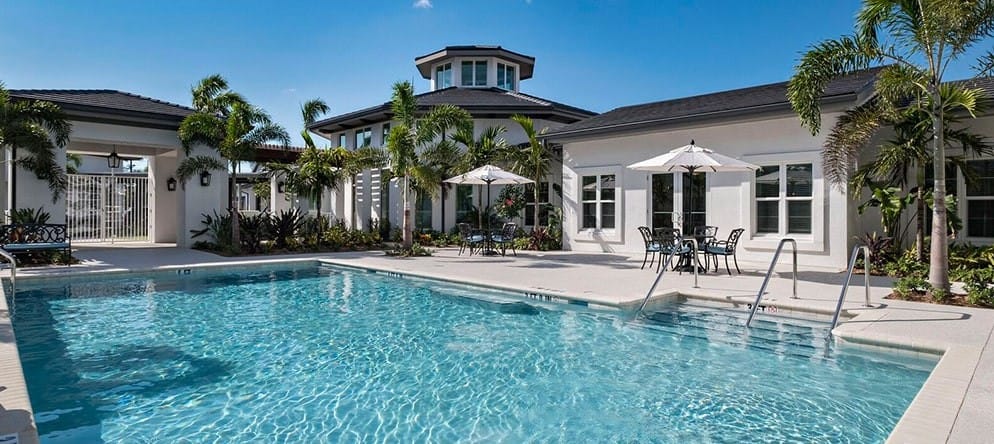 Swimming pool area of a senior living facility