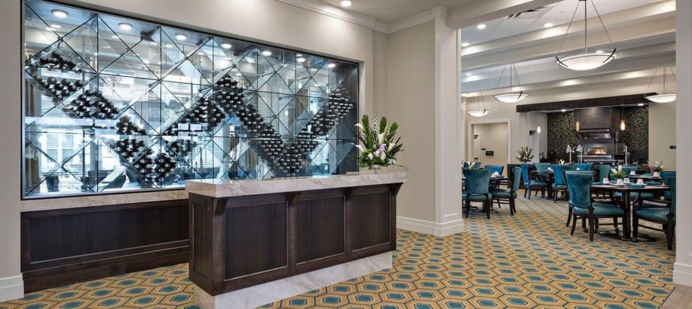 Modern common area with elegant decor and seating