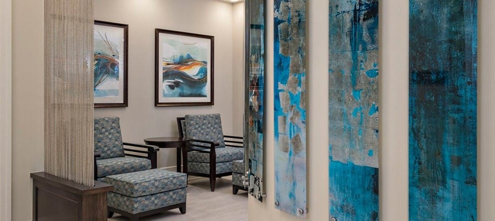 Interior common area with comfortable seating and artwork
