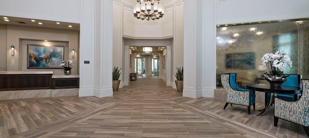 Welcoming lobby area with modern decor and seating
