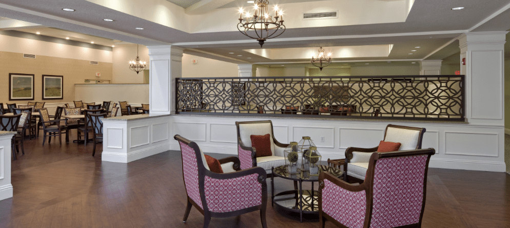 Elegant dining area with seating and decor