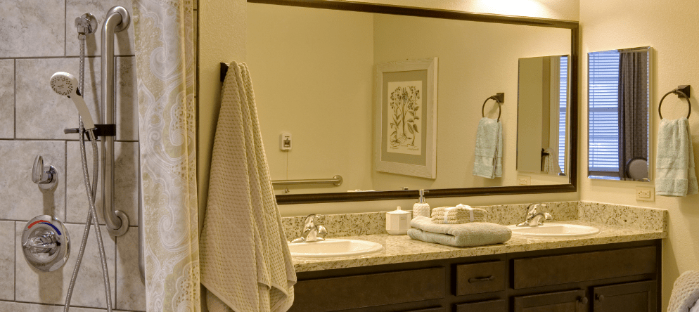 Clean and accessible bathroom in a resident suite