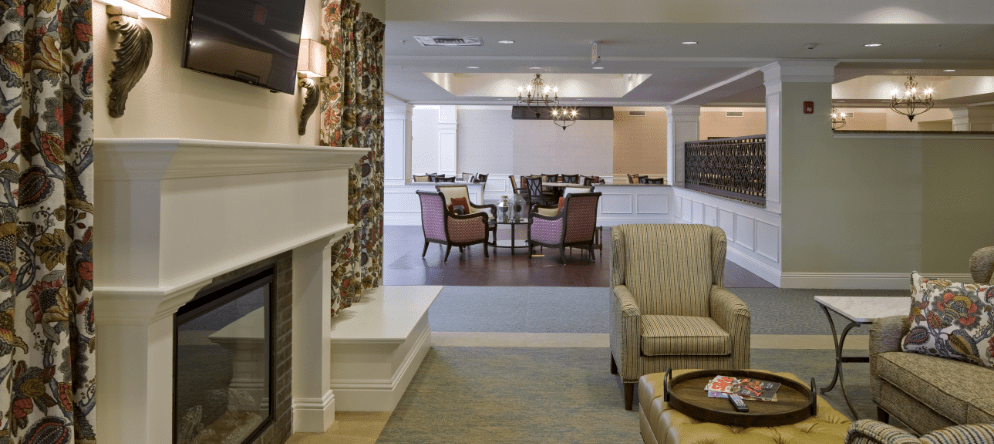 Interior view of a common area in a senior living facility