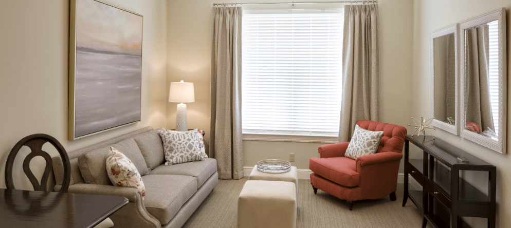 Bright interior living space with comfortable furniture