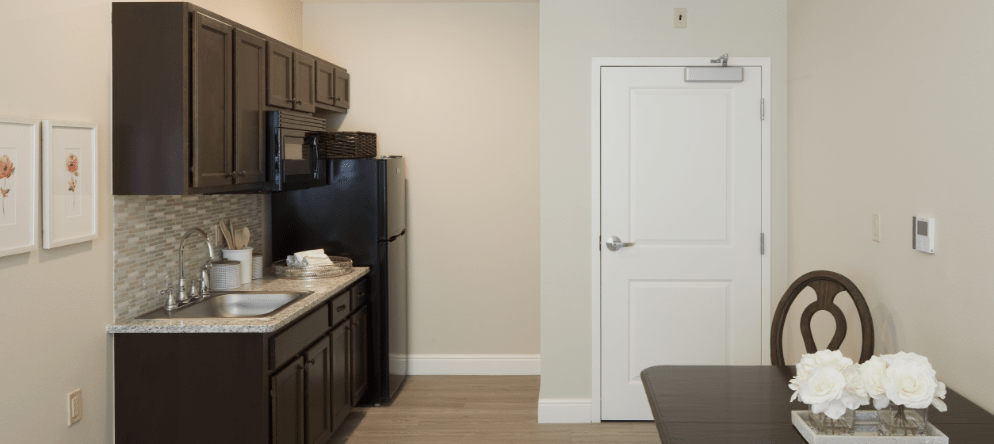 Interior view of a resident's kitchen area