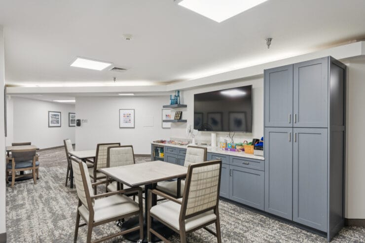 Common area with seating and TV