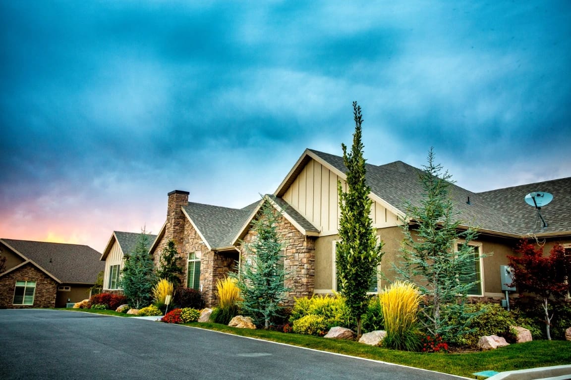 Exterior view of Cherry Springs Villas with landscaping