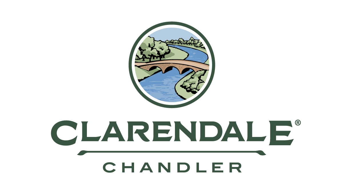 Clarendale of Chandler, assisted living in Chandler, AZ — Logo of Clarendale of Chandler with a bridge and river