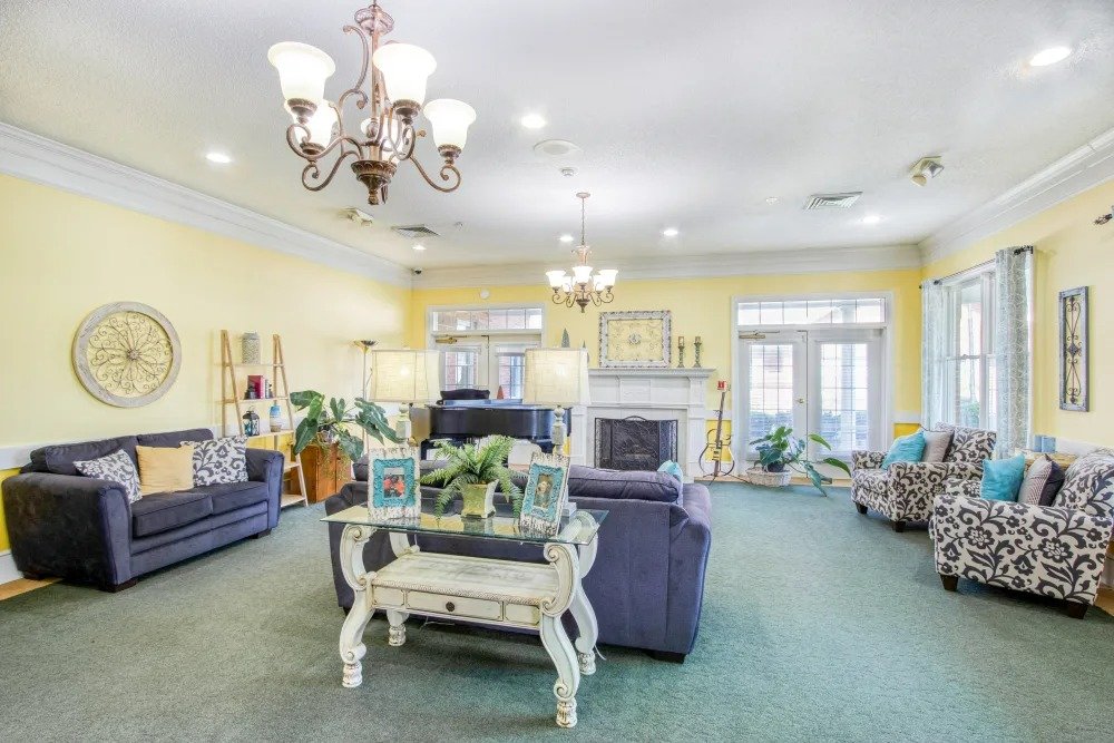 Lounge area with comfortable seating and decor