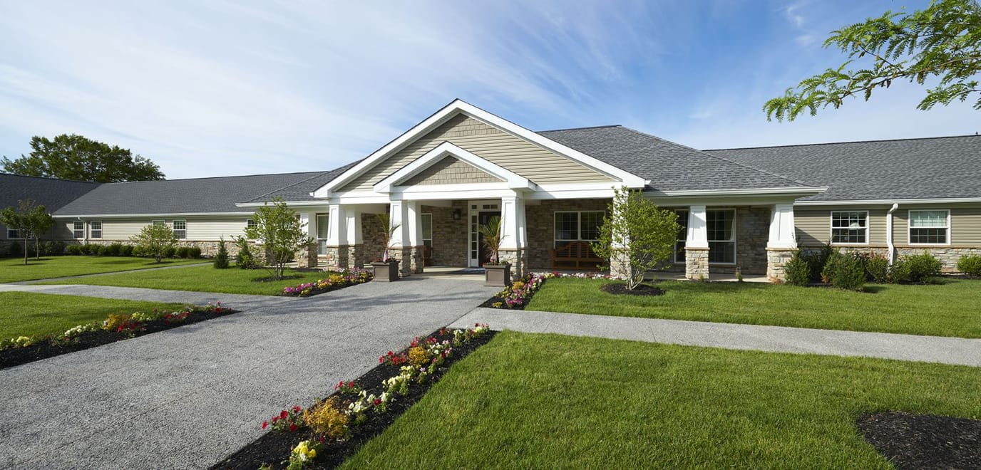 Beautiful exterior view of a senior living facility