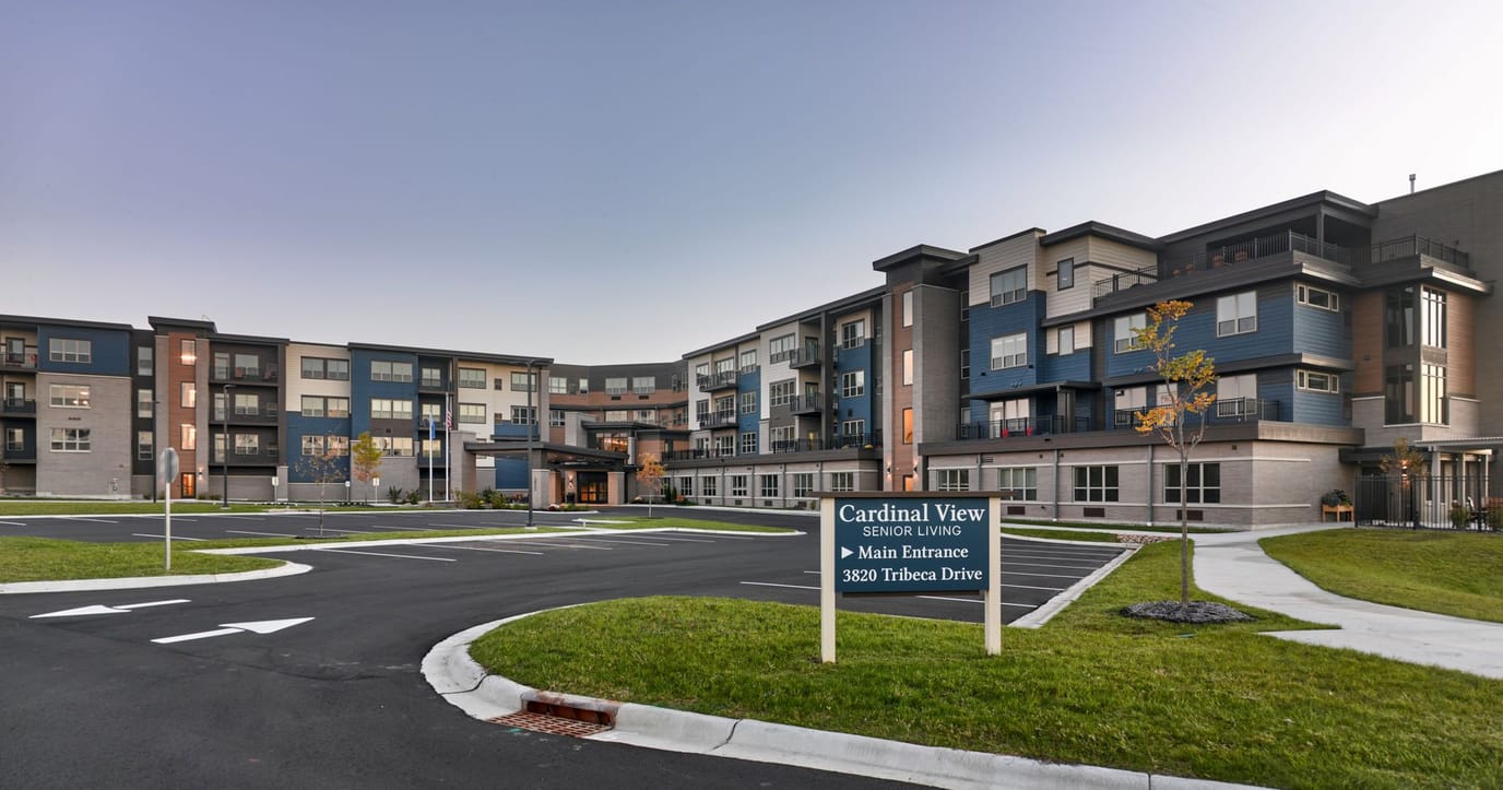 Front view of Cardinal View Senior Living facility