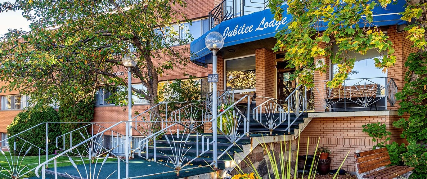 Exterior view of Jubilee Lodge with landscaping