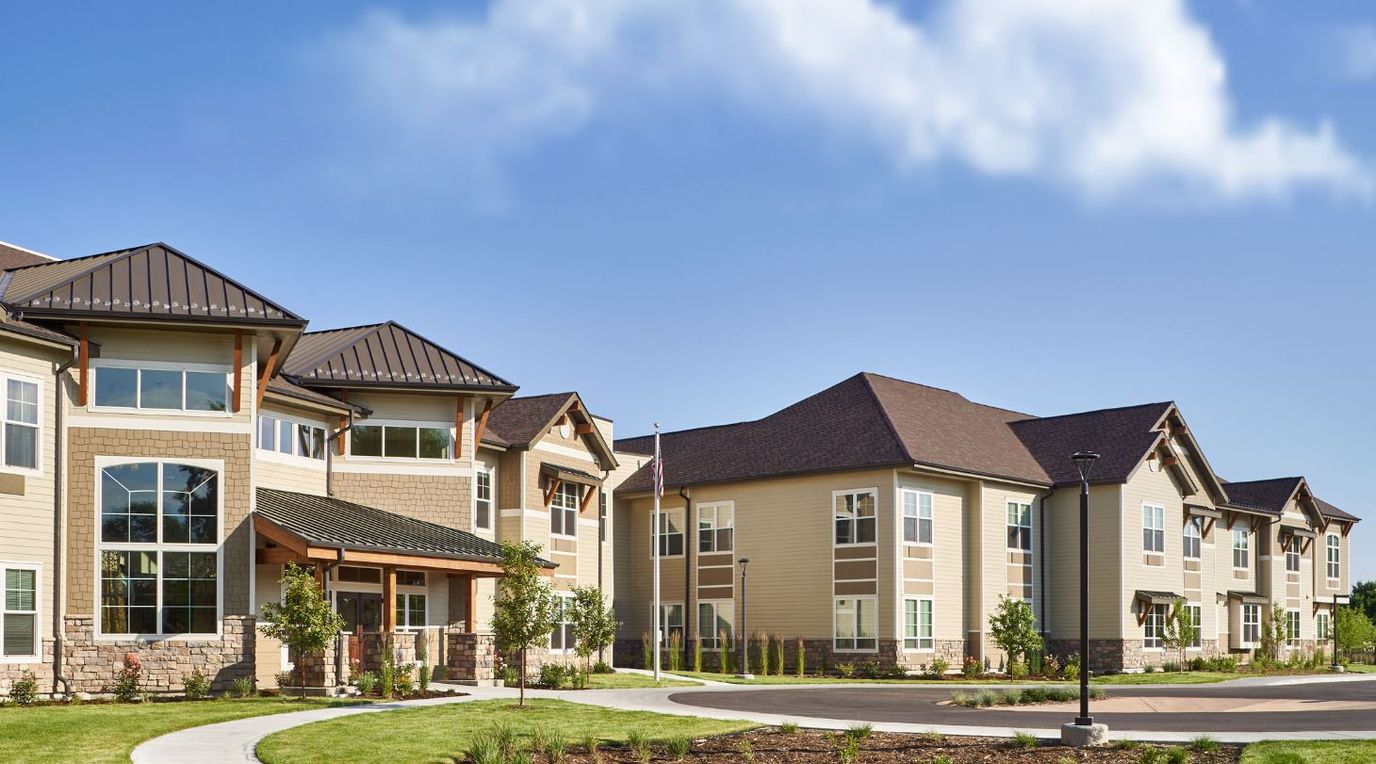 Exterior view of MorningStar facility with landscaped grounds