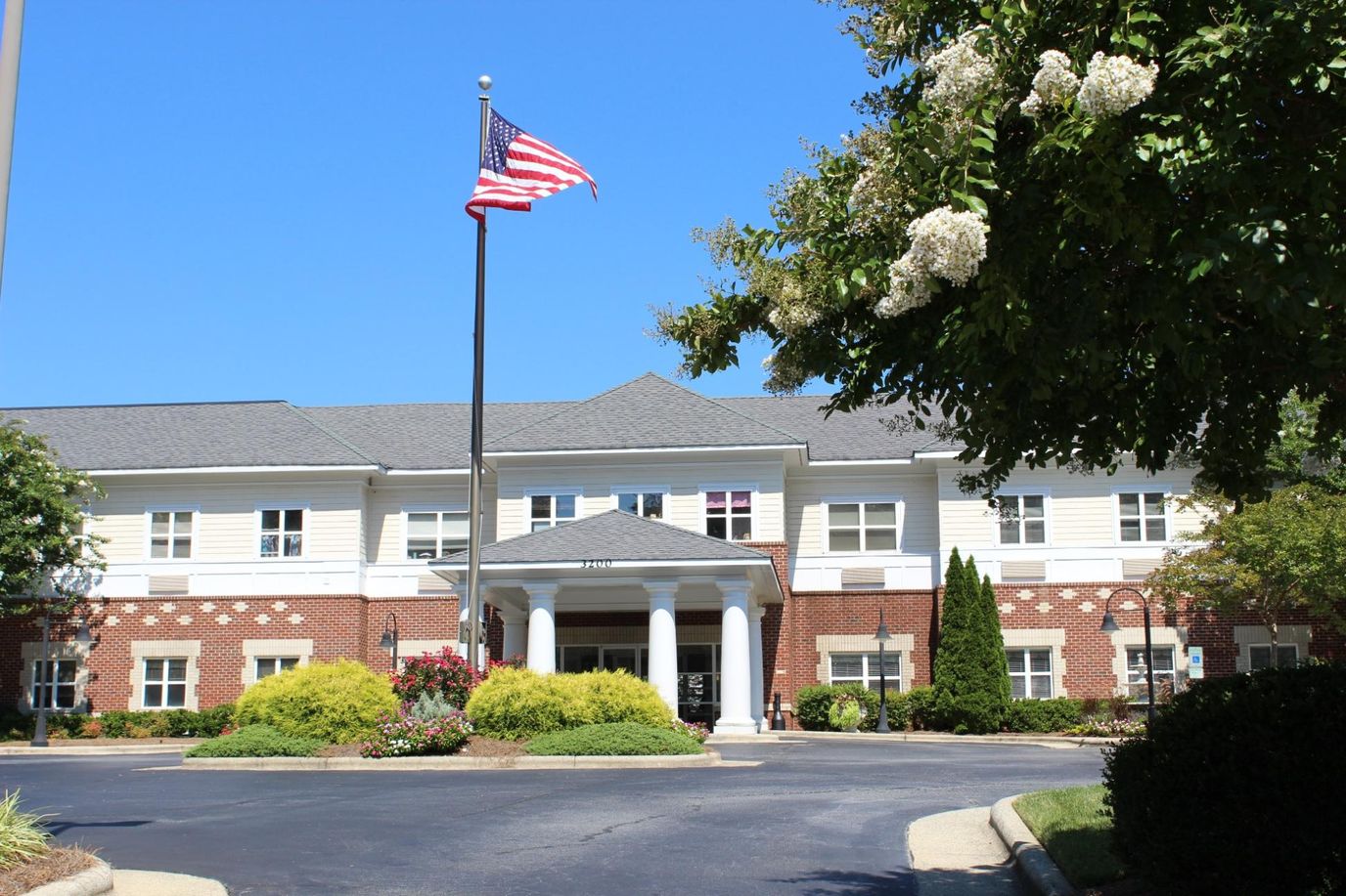 Exterior view of Morningview at Irving Park with landscaping