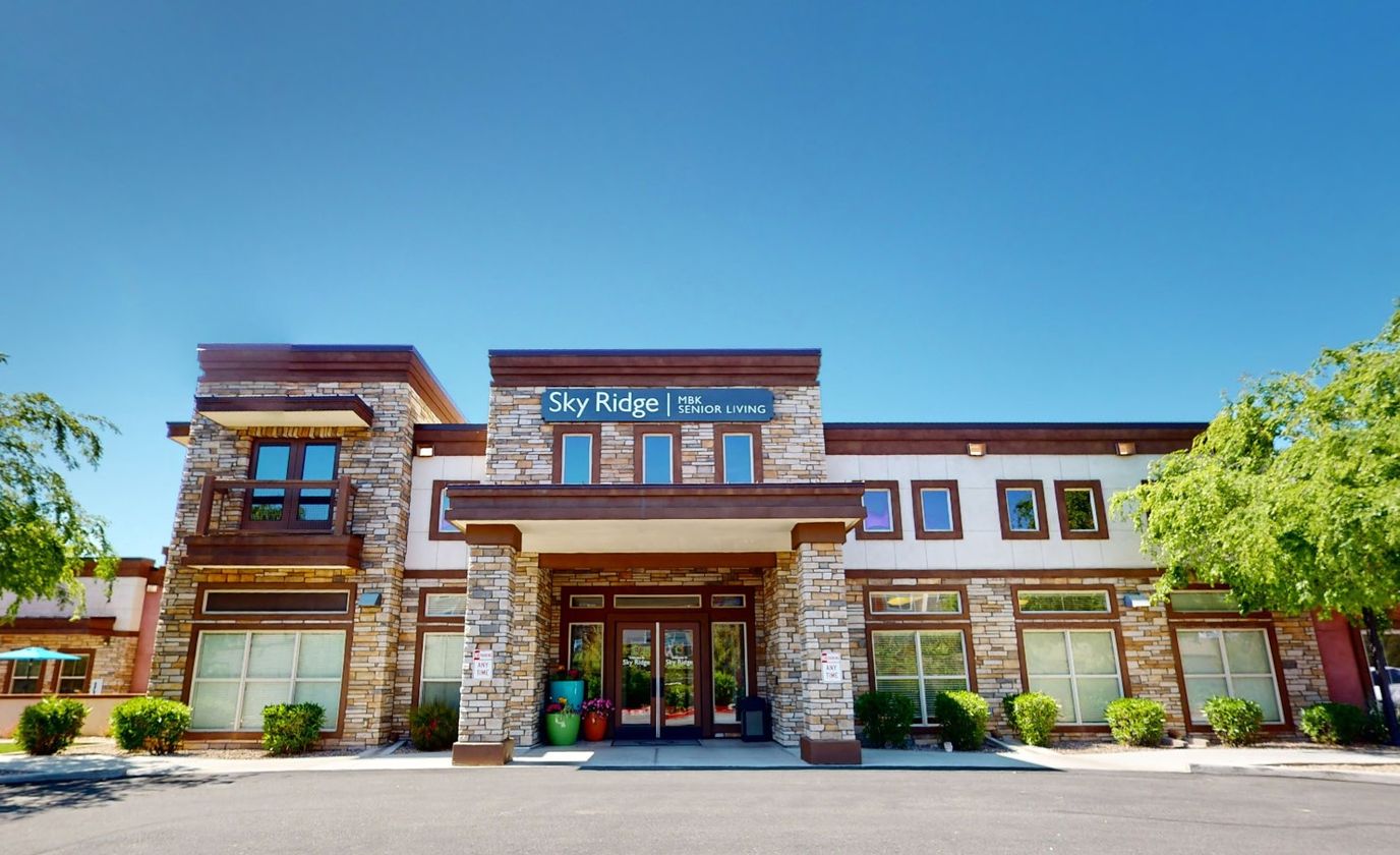 Exterior view of Sky Ridge Senior Living facility