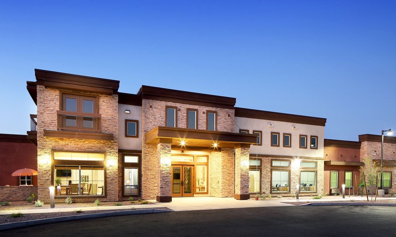 Exterior view of the Sky Vista assisted living facility