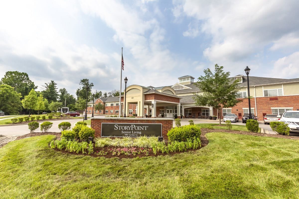 Exterior view of StoryPoint Prospect facility with landscaped entrance