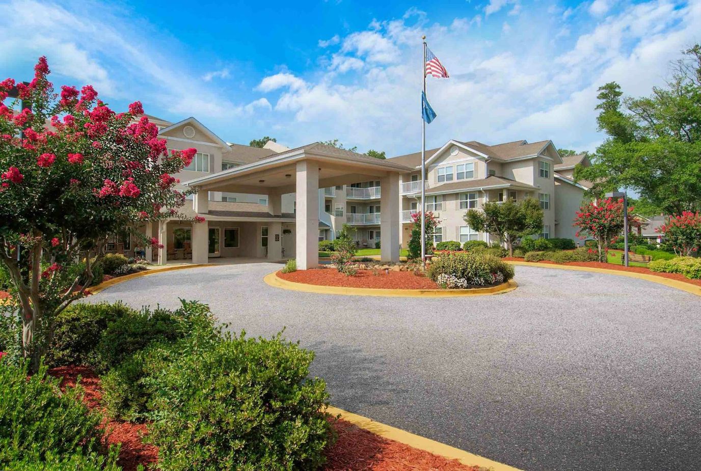 Exterior view of the TerraBella Greenville entrance
