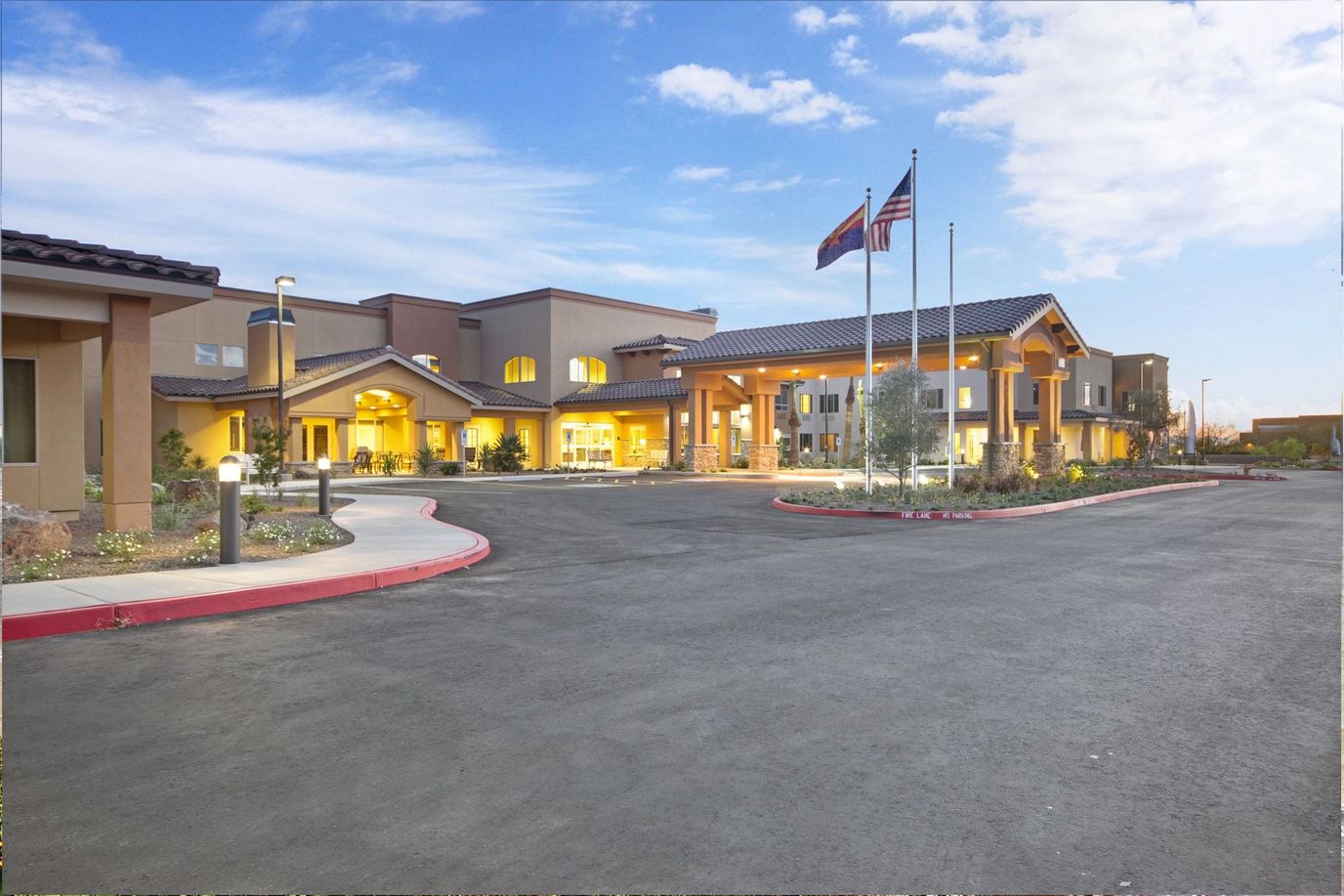 Exterior view of The Oaks assisted living facility