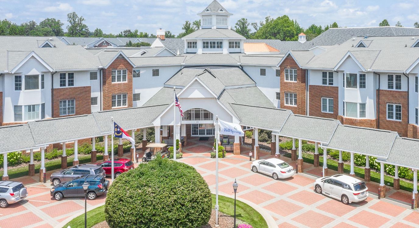 Exterior view of Well-Spring Retirement Community entrance