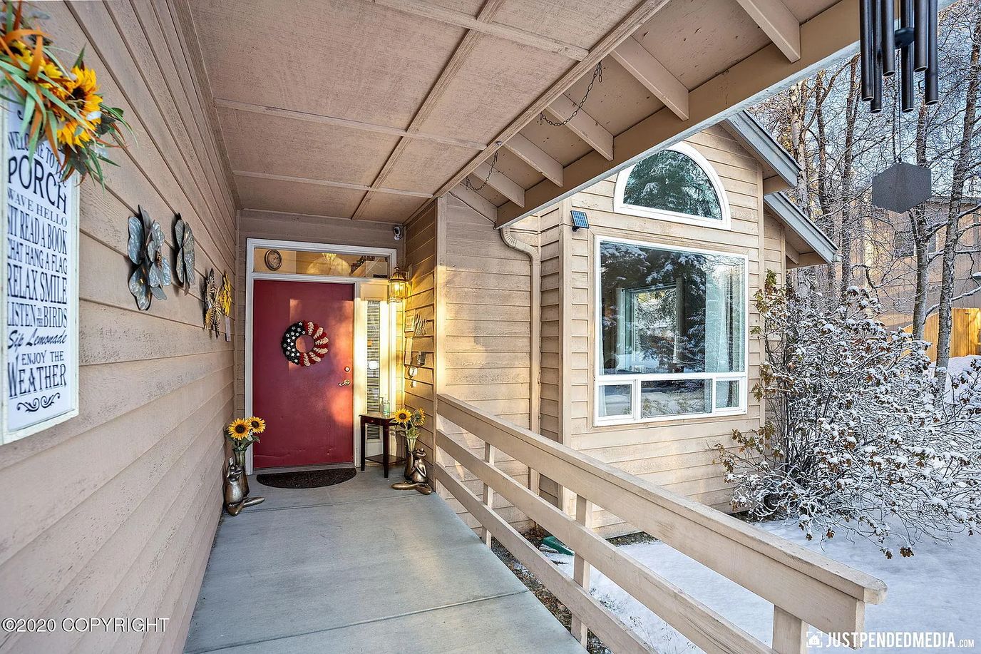 Entrance to Wolf Assisted Living with decorative elements