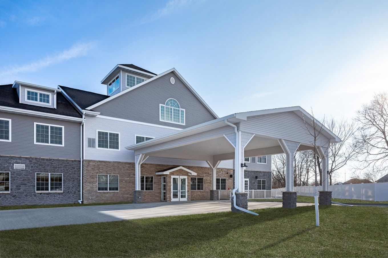 Front entrance of a senior living facility
