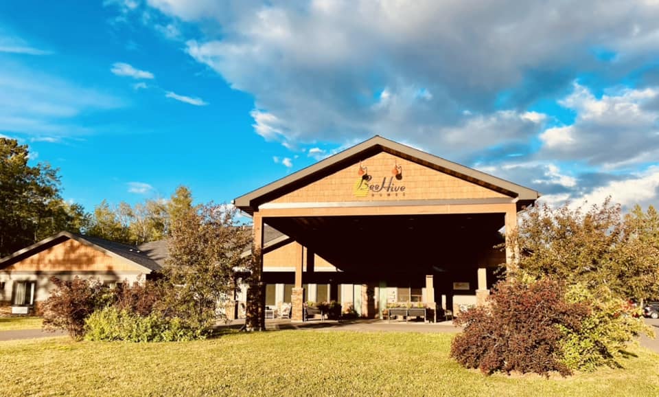 Exterior view of a senior living facility entrance