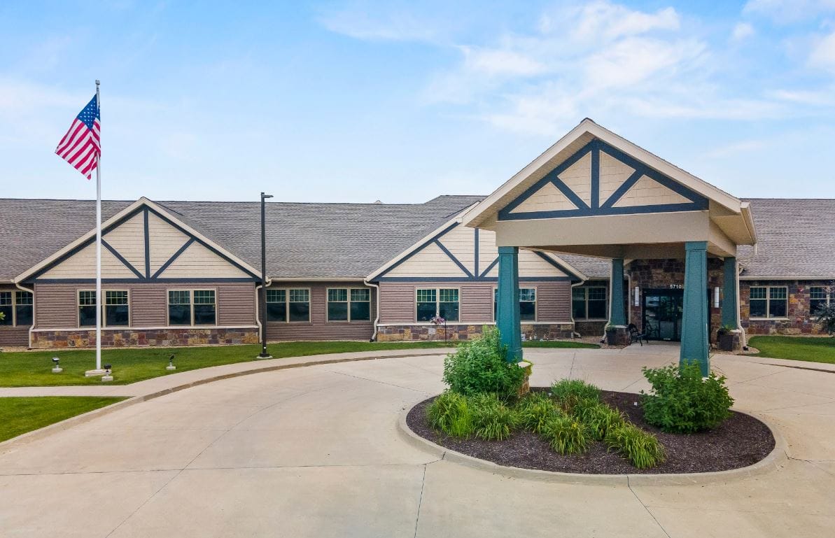 Exterior view of The Gardens of Cedar Rapids entrance