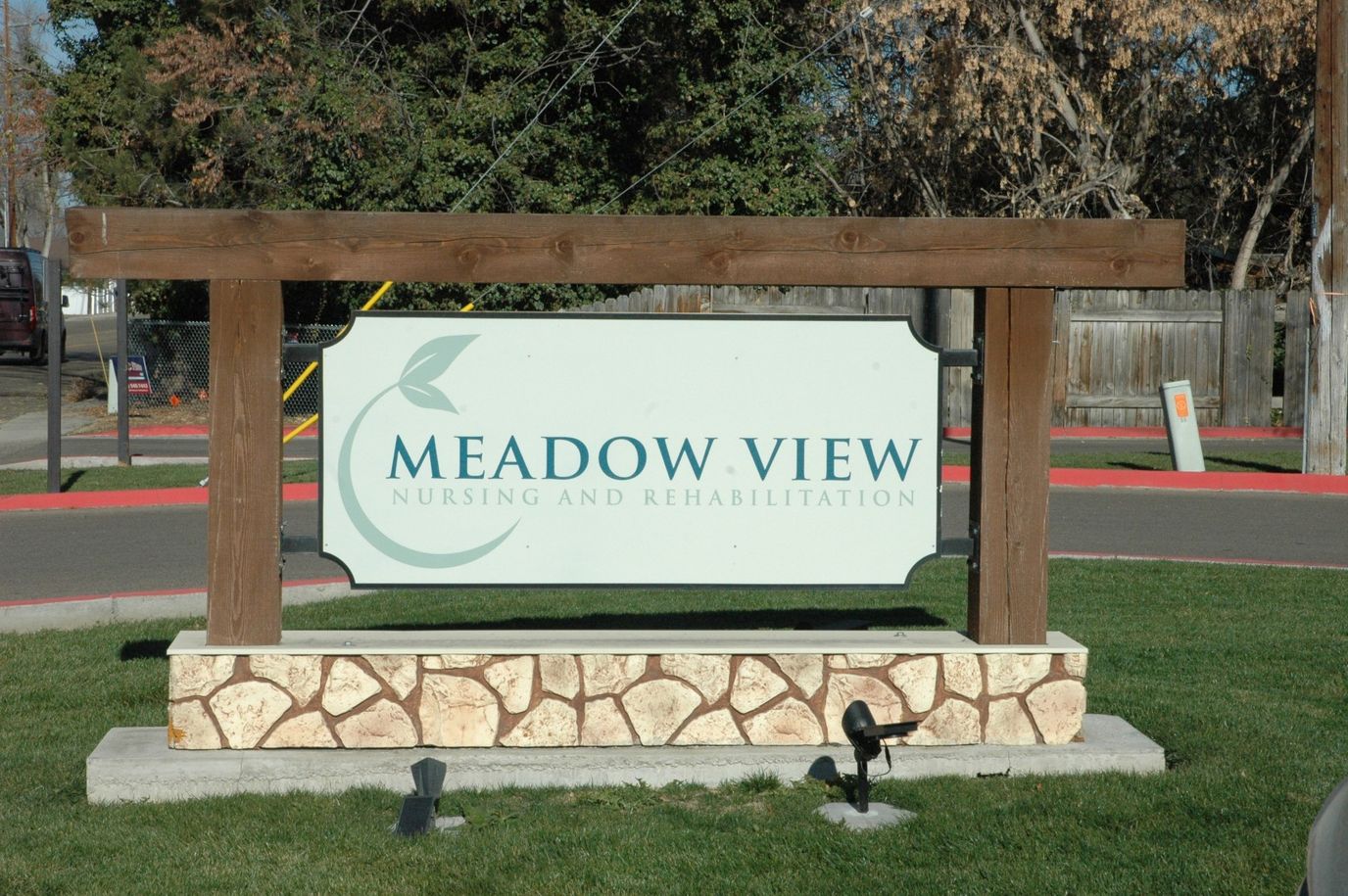 Exterior sign for Meadow View Nursing and Rehabilitation