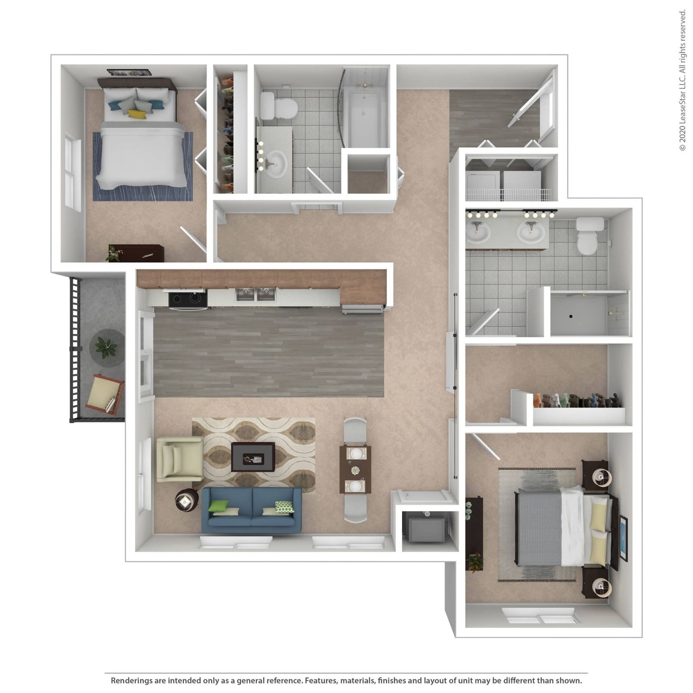 Floor plan of a senior living unit layout