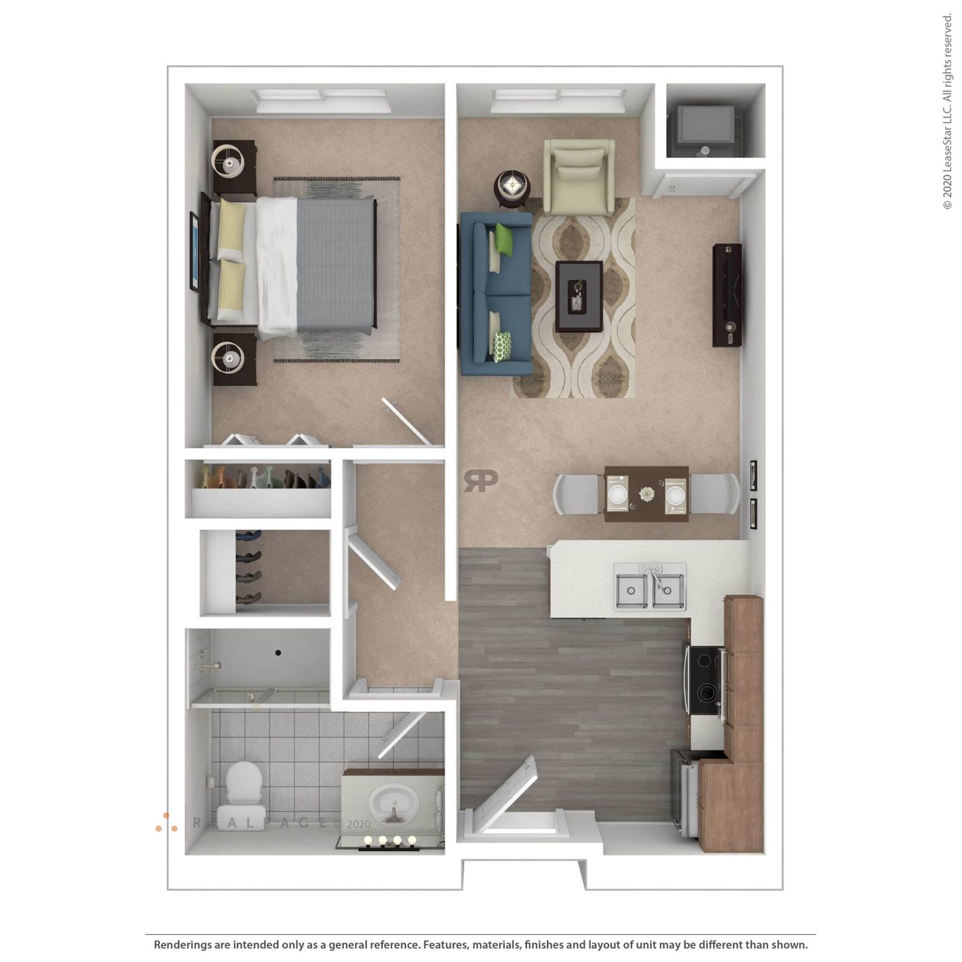 Floor plan of a senior living unit layout