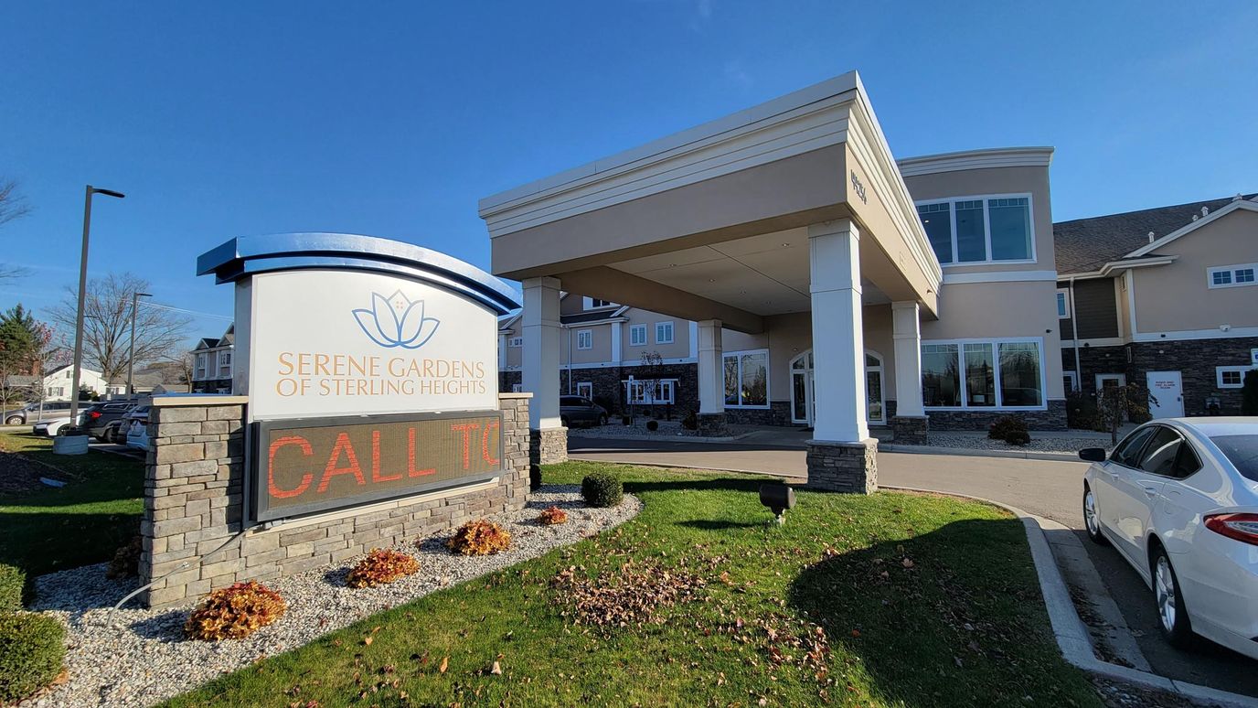 Front entrance of Serene Gardens of Sterling Heights