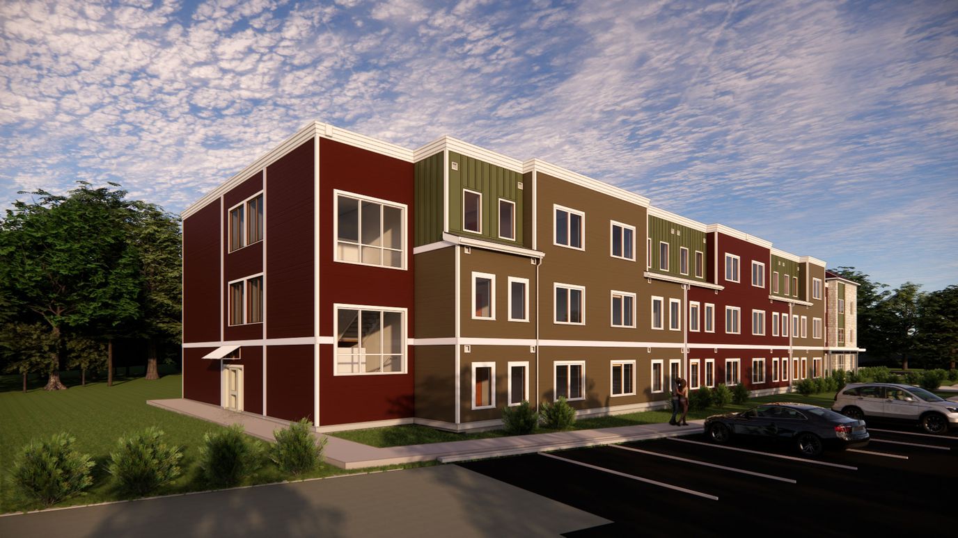 Exterior view of a multi-story assisted living building