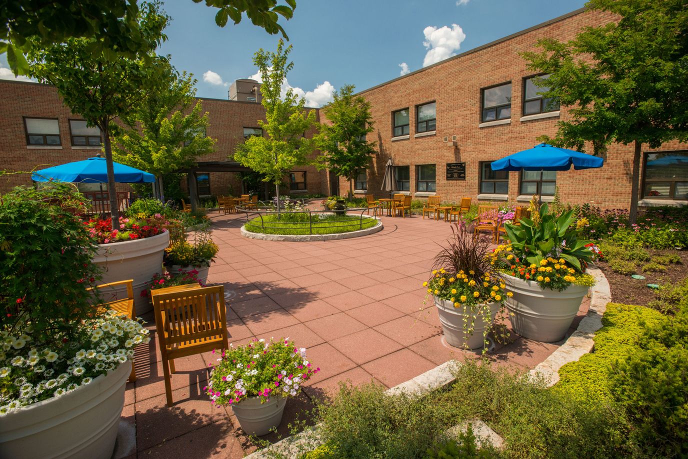 Beautiful courtyard with seating and flowers