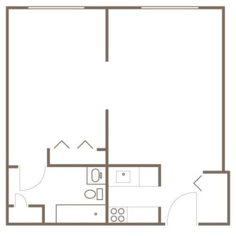 Architectural floor plan of a living unit