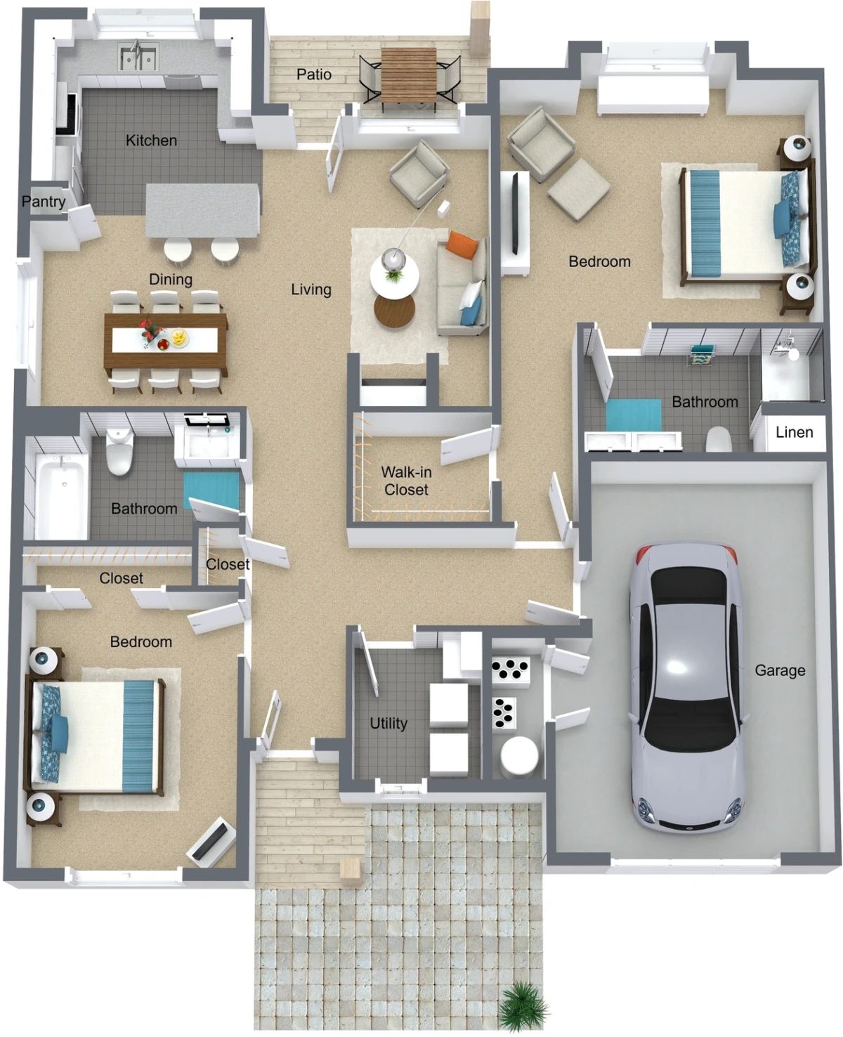 Architectural floor plan of a residential unit