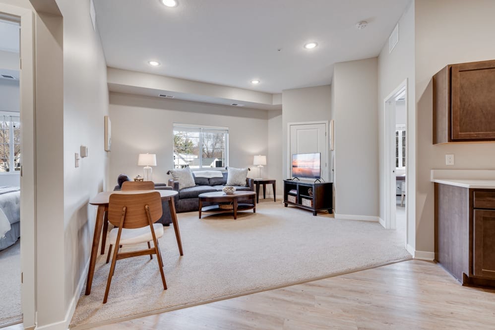 Bright interior of a cozy living space in a senior facility