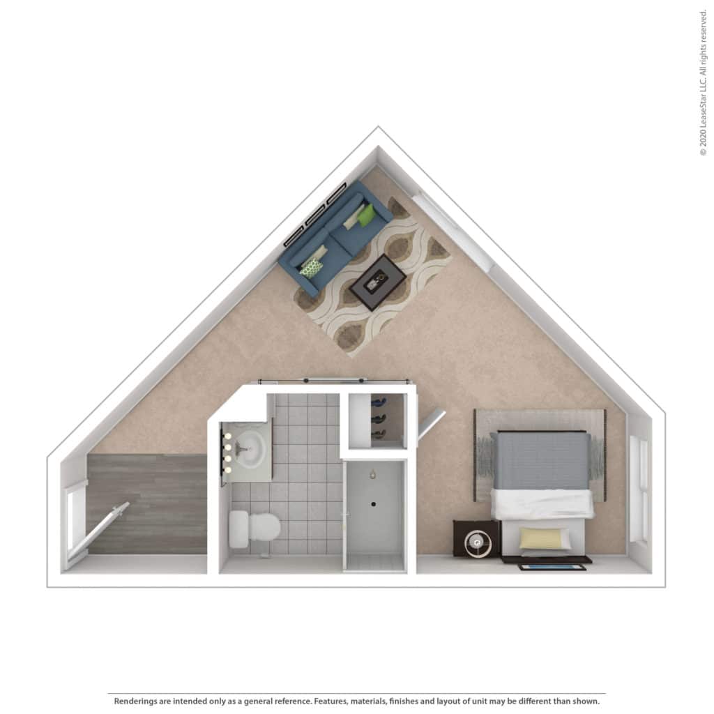 Architectural floor plan of a resident room