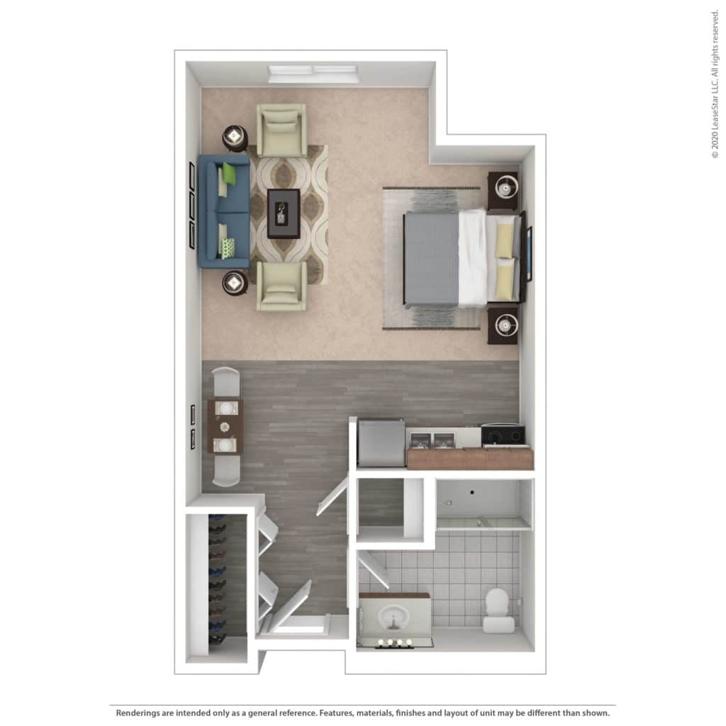 Layout of a private resident room