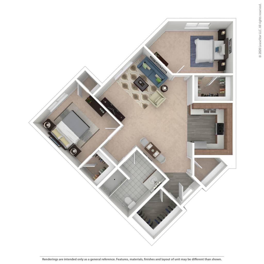 Architectural floor plan of a resident unit